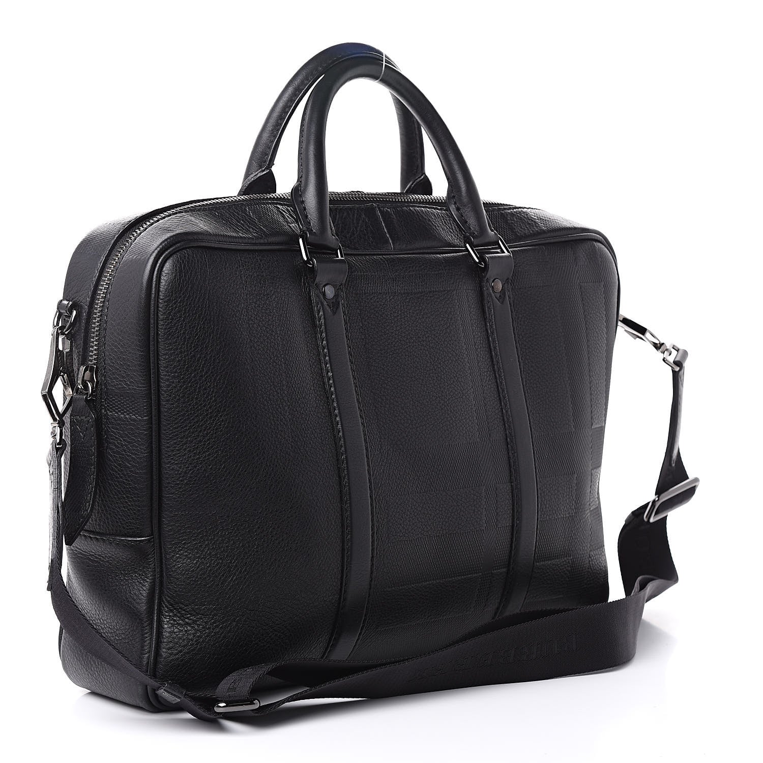 Burberry Heritage Grain Check Embossed Briefcase Black 3 of 10
