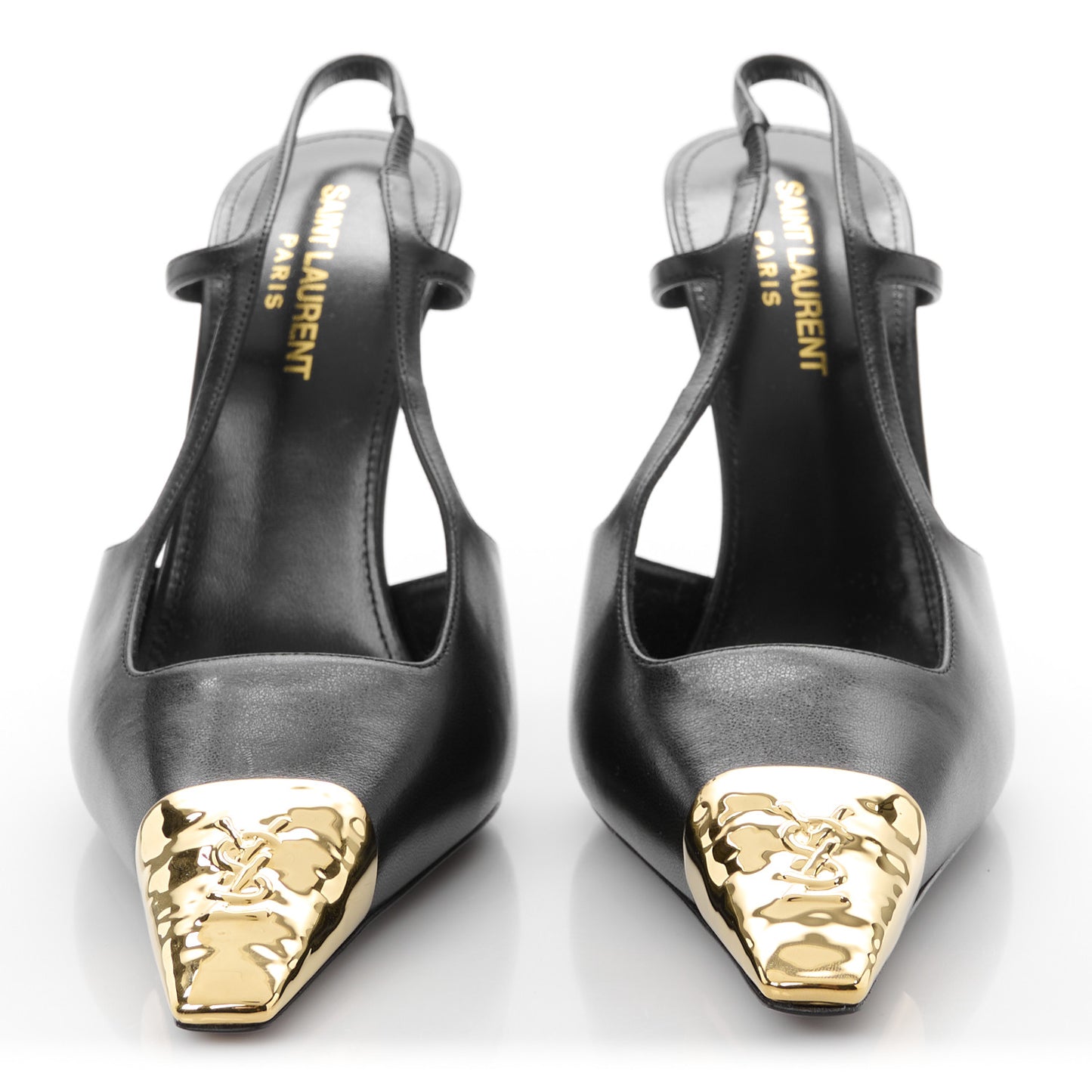 Smooth Calfskin Jeanne 110 Slingback Pumps 38 Black Gold