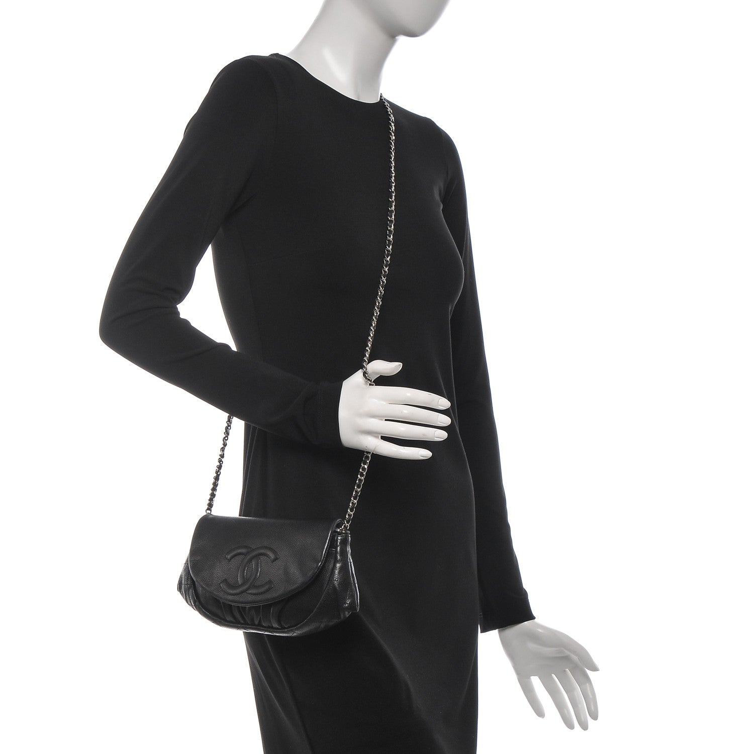 Chanel Caviar Half Moon Wallet On Chain WOC Black 2 of 9
