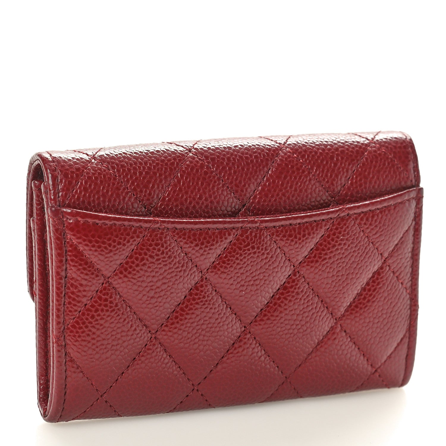 Chanel Caviar Quilted Flap Card Holder Wallet Burgundy 2 of 8