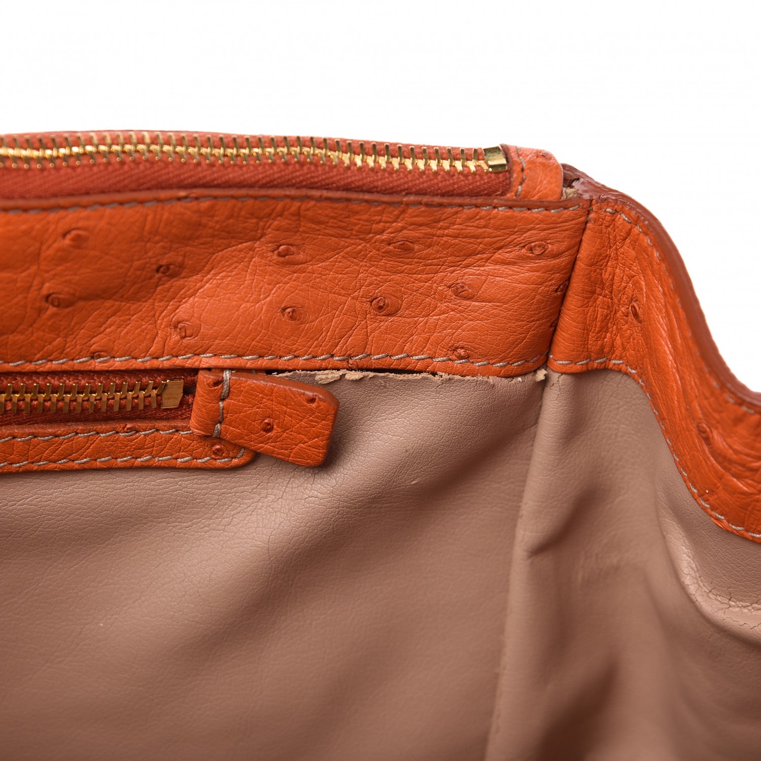 Prada Ostrich Double Zip Tote Papaya 14 of 14