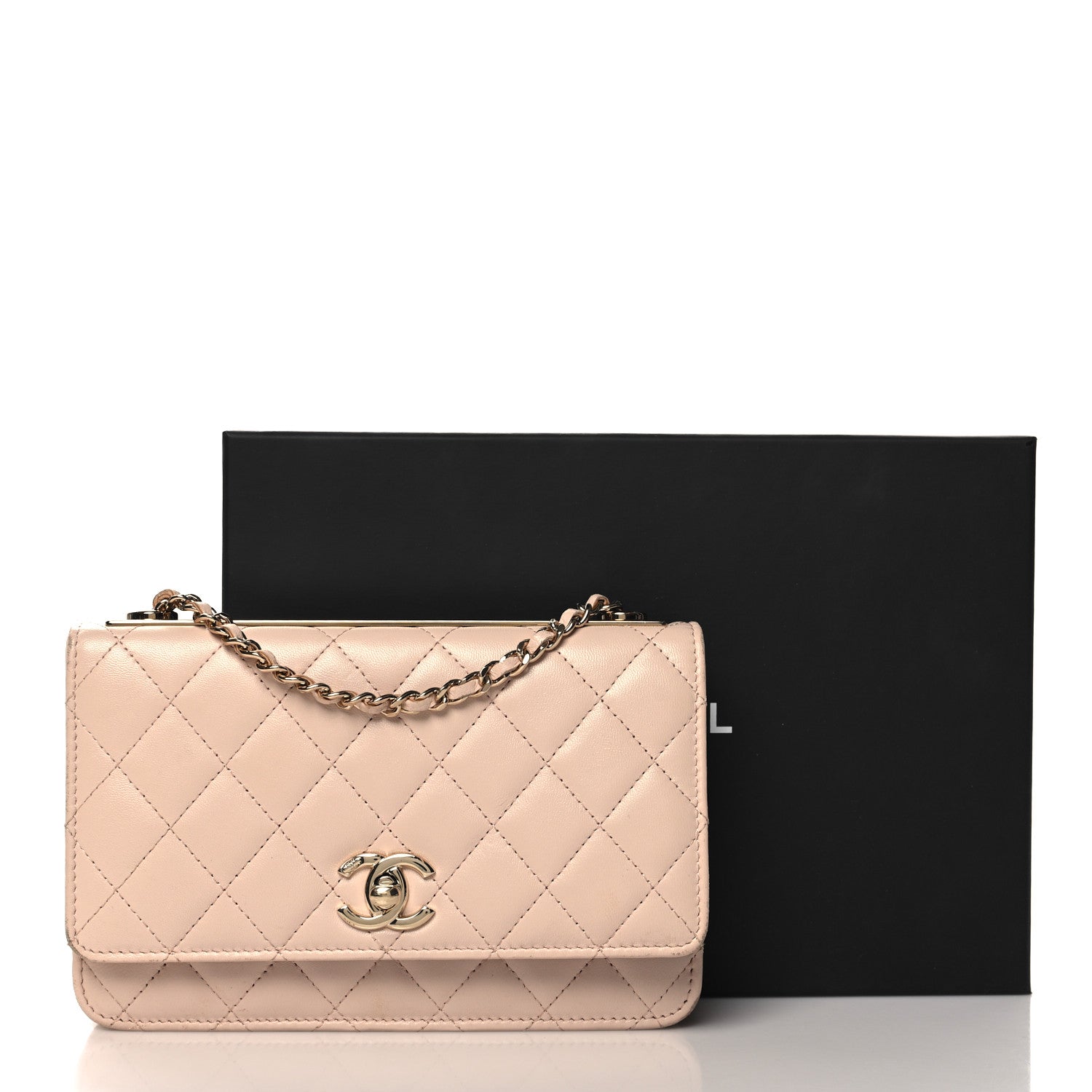 Chanel Lambskin Quilted Trendy CC Wallet On Chain WOC Light Beige 12 of 12