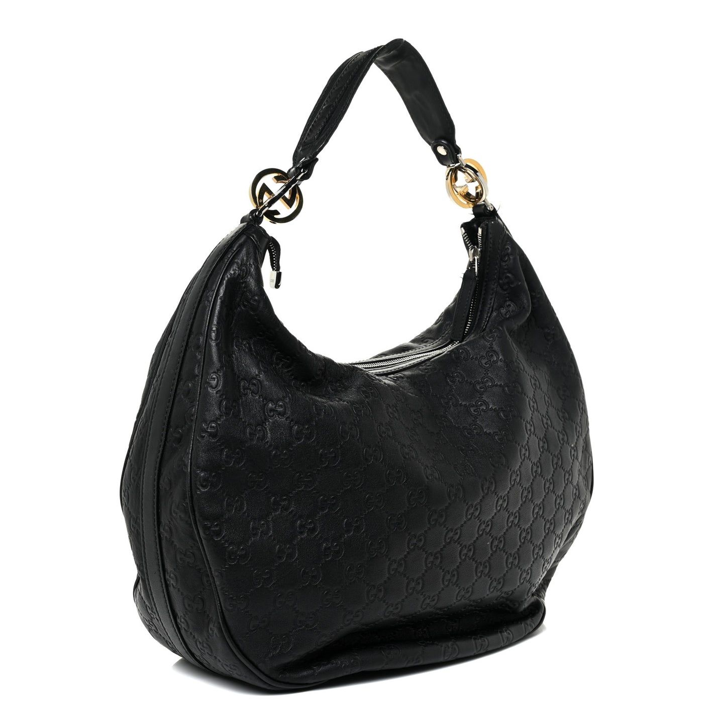 Guccissima Large GG Twins Hobo Black