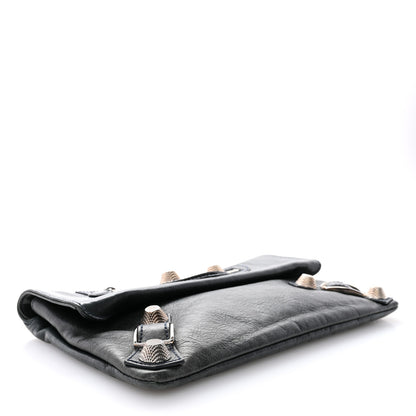 Balenciaga Agneau Giant 21 Silver Hardware Envelope Clutch Anthracite 4 of 8