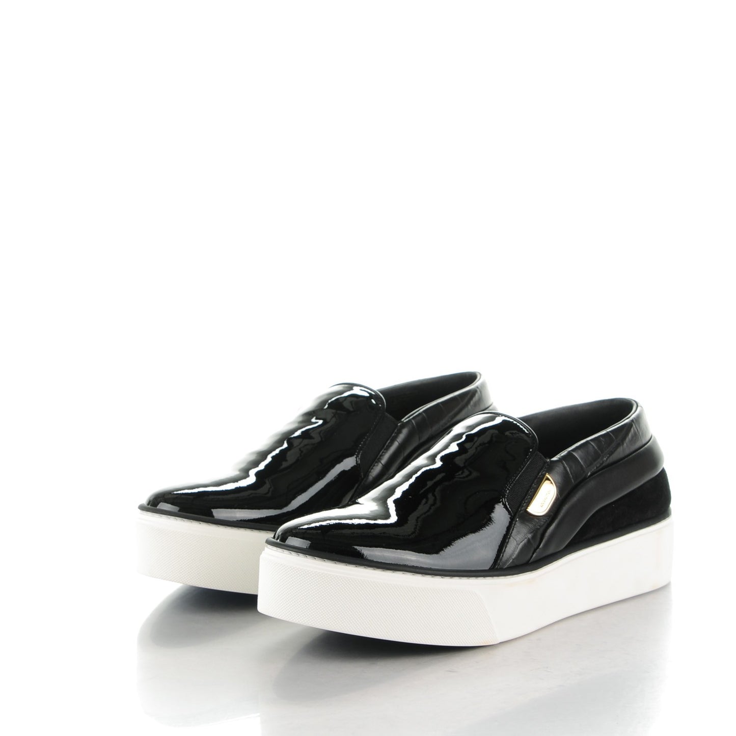 Alligator Patent Calfskin Catwalk Slip On 38 Black