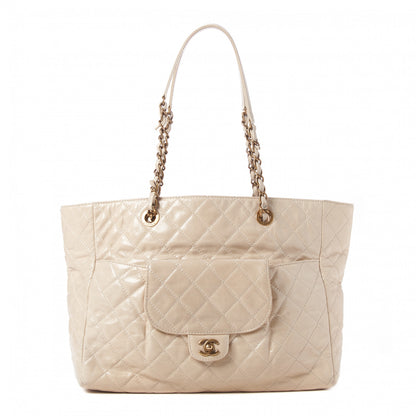 Chanel Glazed Calfskin Quilted Large Front Pocket Tote Beige 1 of 8
