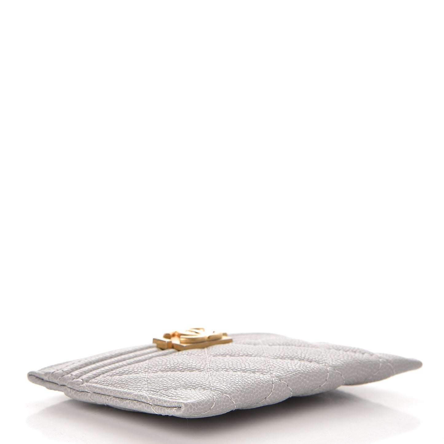 Caviar Quilted Boy Card Holder Grey