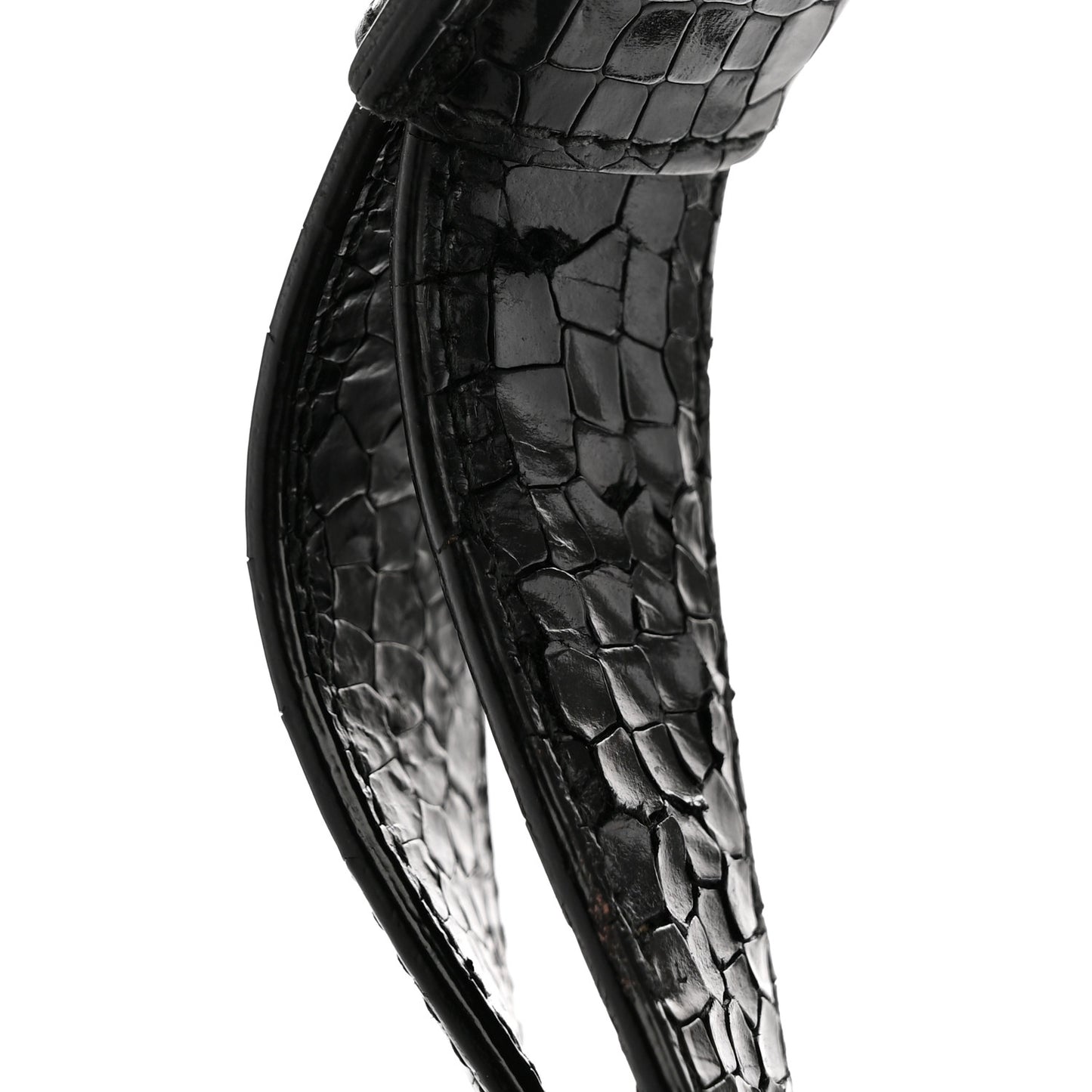 Calfskin Crocodile Embossed Bucket Bag Black