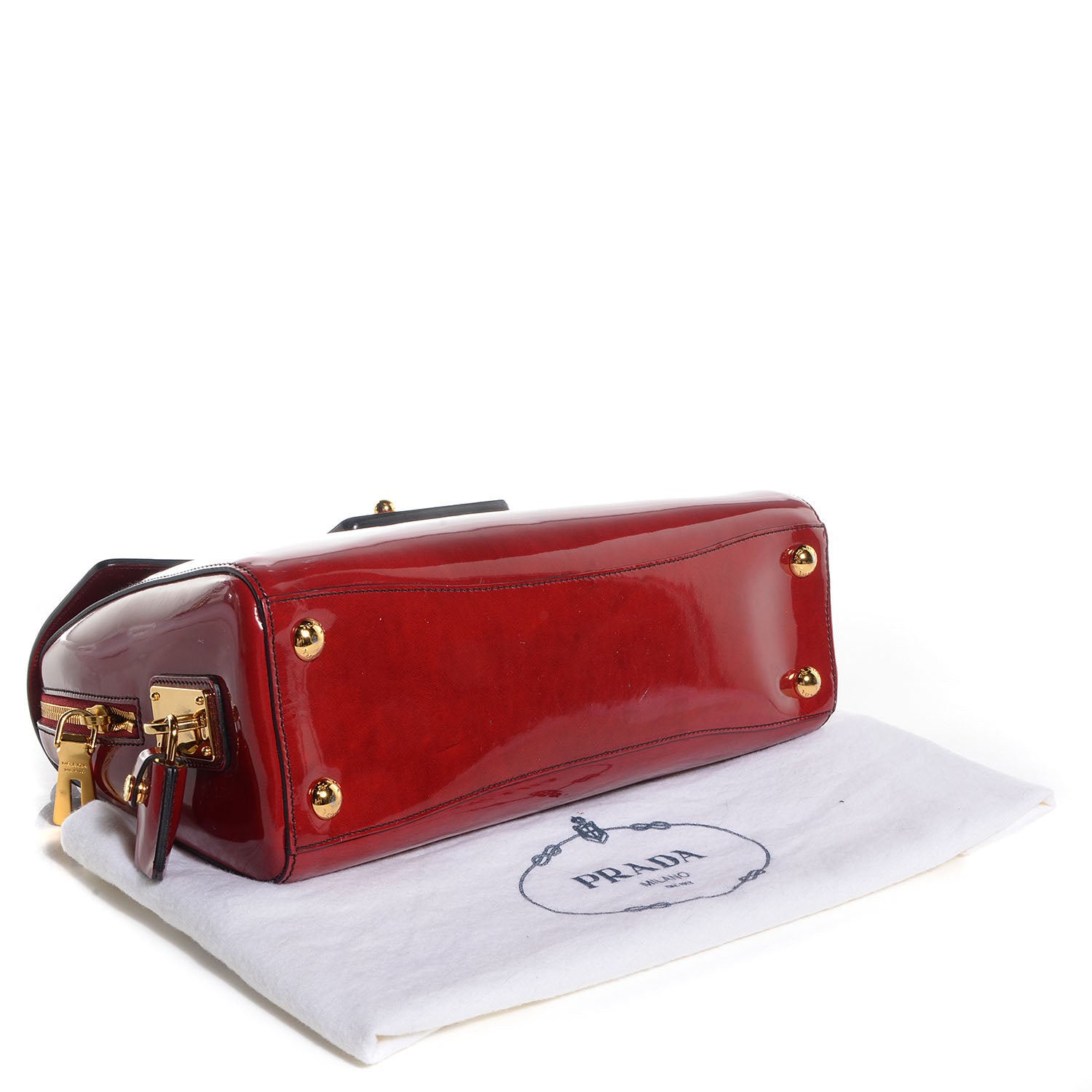 Prada Spazzolato Calfskin Top Handle Tote Scarlatto Fume 5 of 11
