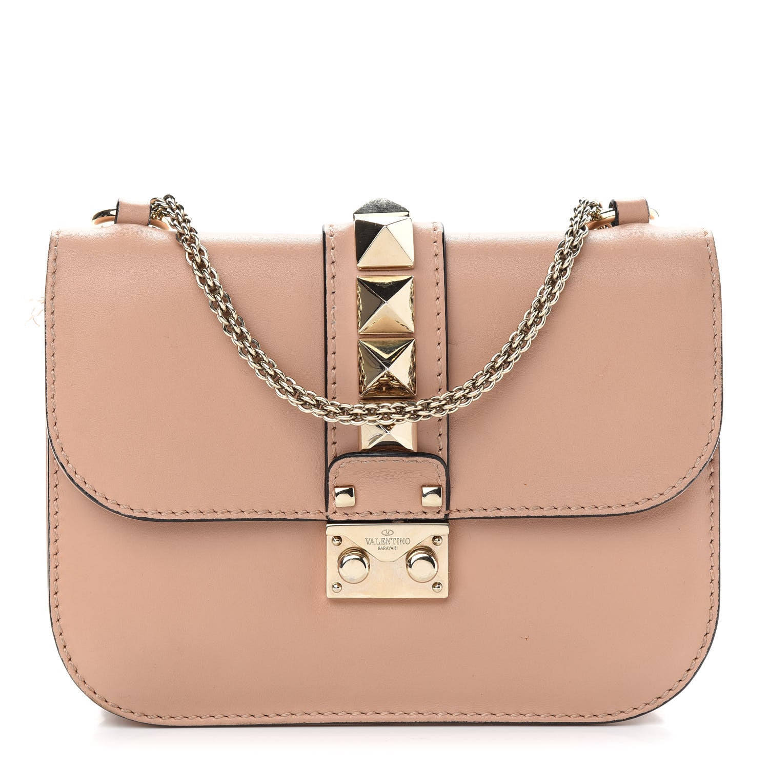 Valentino Garavani Vitello Small Glam Lock Rockstud Flap Skin Sorbet 1 of 12