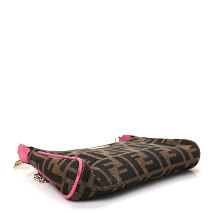 Fendi Zucca Vitello Elite Mini Pouch Crossbody Tobacco Fuxia 3 of 6