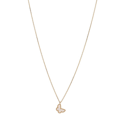 Van Cleef & Arpels 18K Yellow Gold Mother of Pearl Sweet Alhambra Butterfly Pendant Necklace 1 of 4