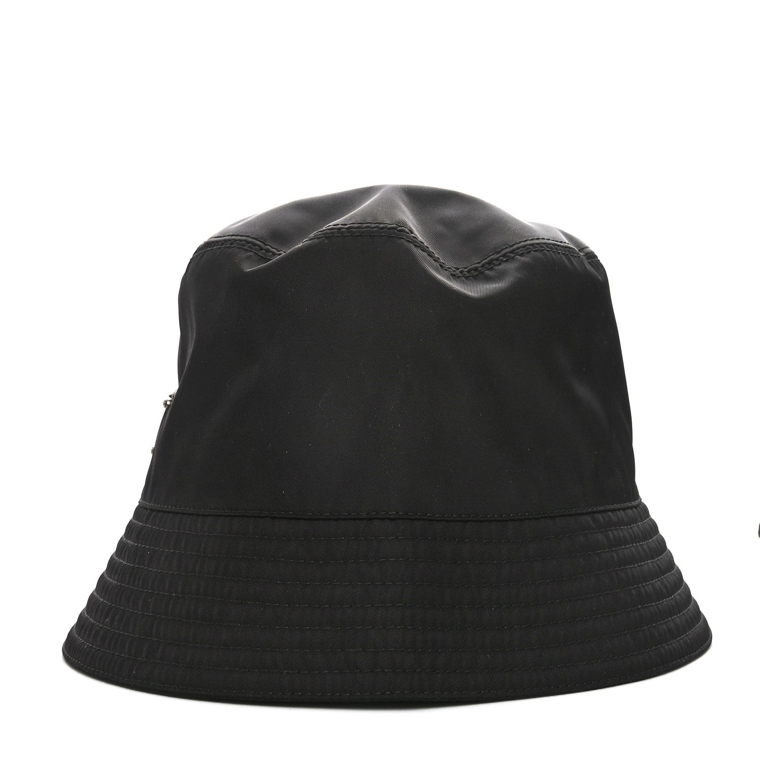Prada Re-Nylon Metal Triangle Logo Womens Bucket Hat L Black 4 of 9