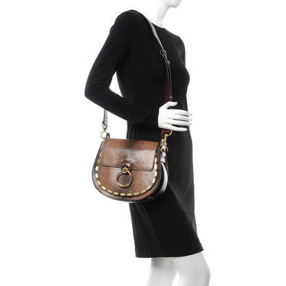 Chloe Calfskin Watersnake Embossed Large Tess Bag Coconut Brown 2 of 6