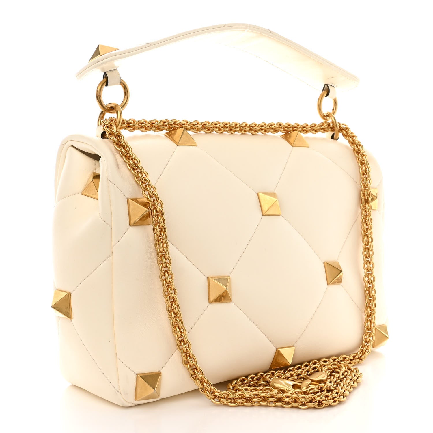 Valentino Garavani Nappa Large Roman Stud Shoulder Bag Ivory 3 of 11