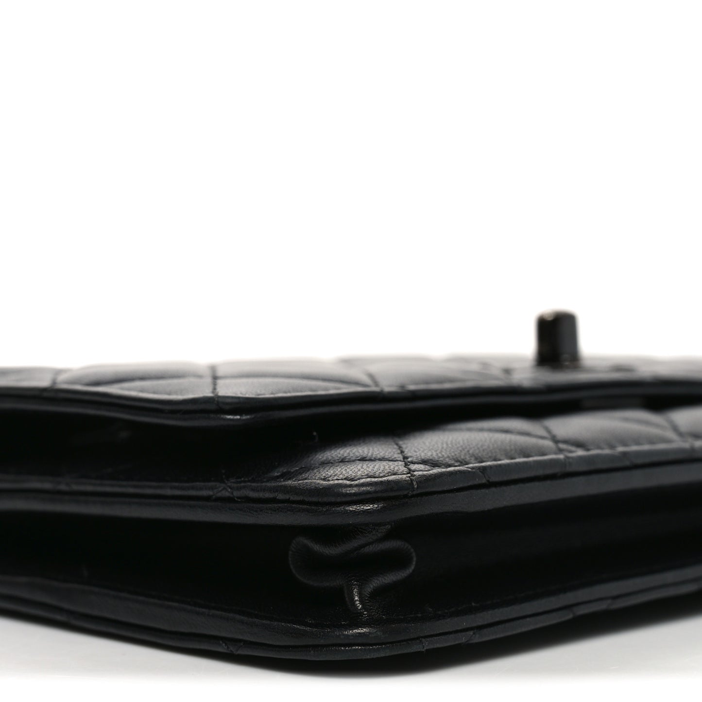 Lambskin Quilted Trendy CC Wallet On Chain WOC So Black