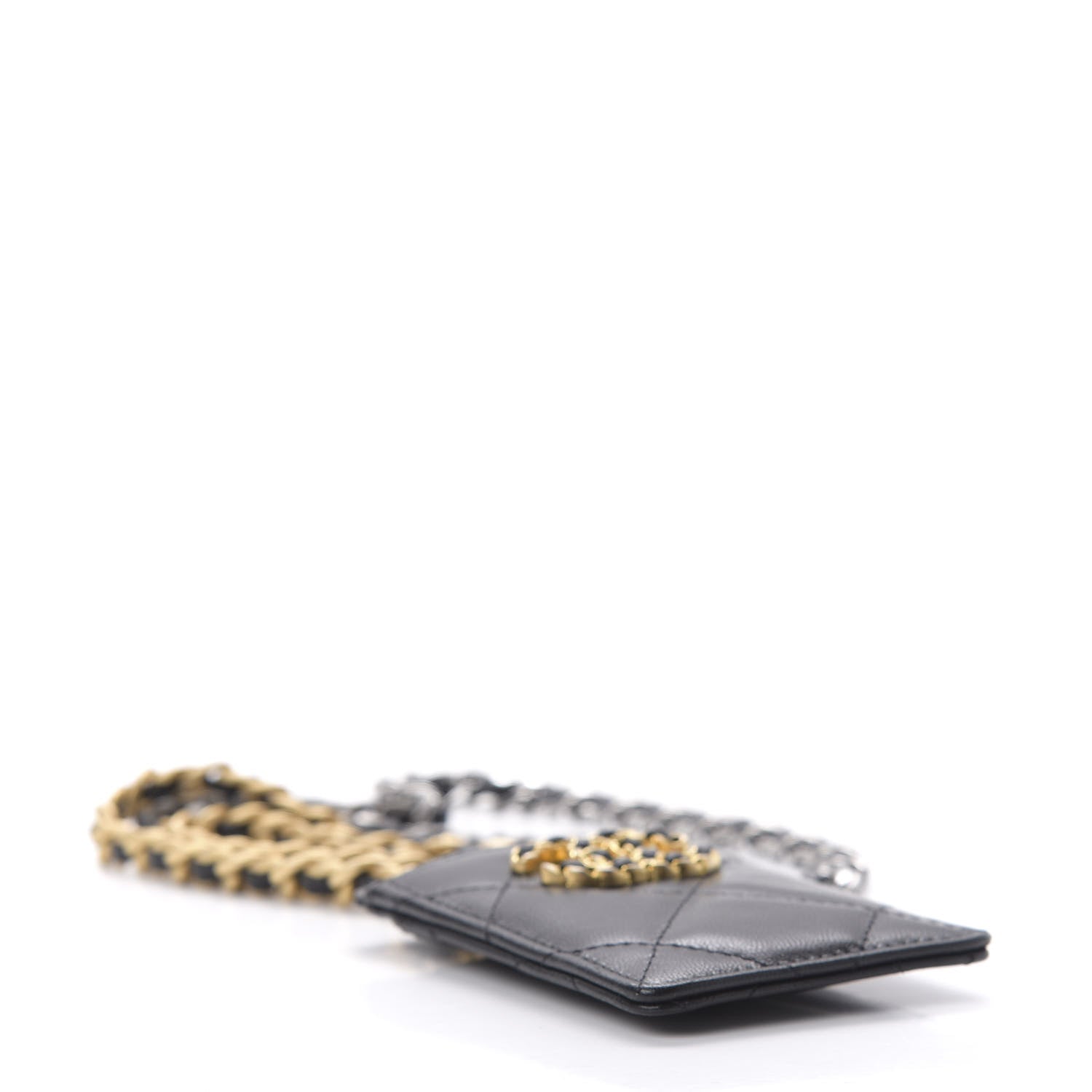 Chanel Goatskin Quilted 19 Card Holder On Chain Black 6 of 10