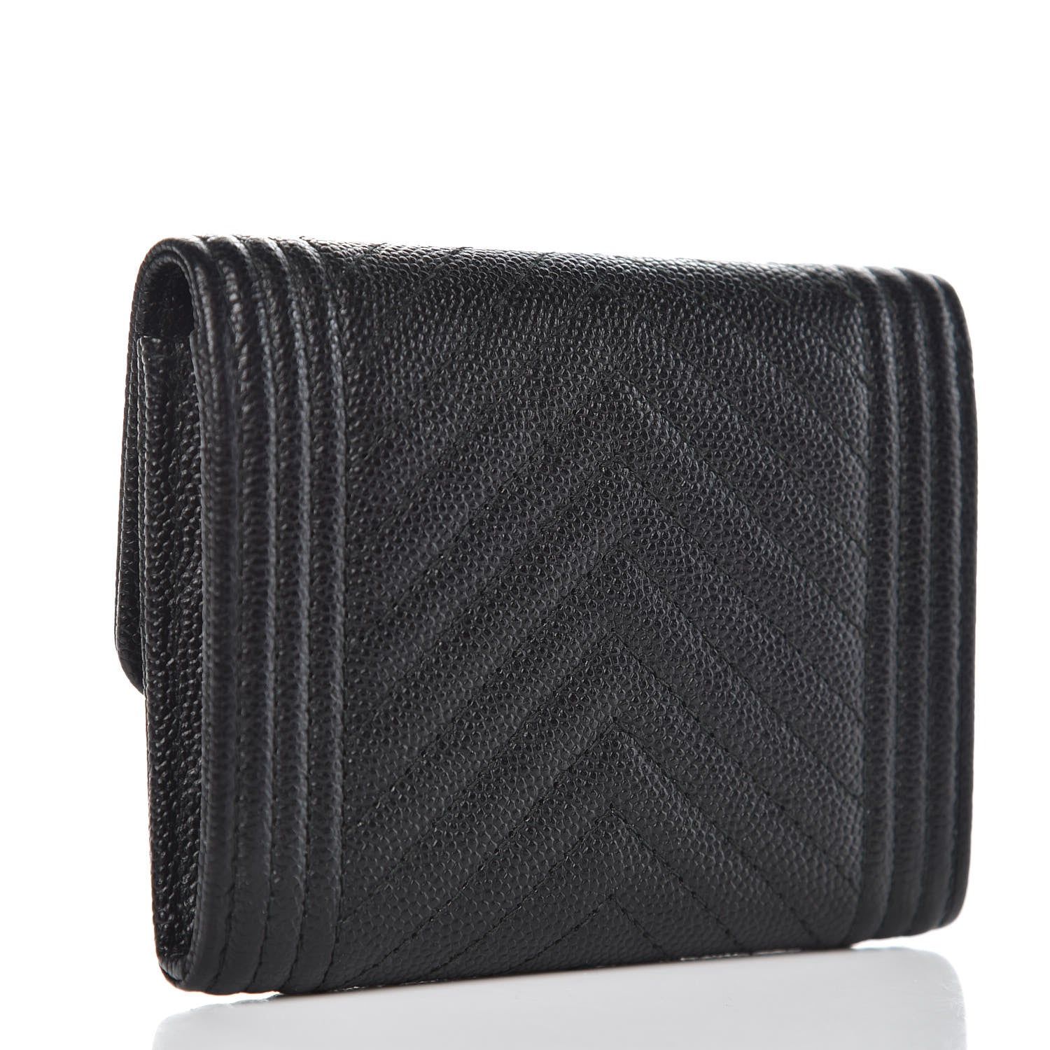 Chanel Caviar Chevron Quilted Boy Card Holder Wallet Black 3 of 8