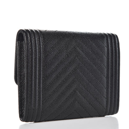 Chanel Caviar Chevron Quilted Boy Card Holder Wallet Black 3 of 8
