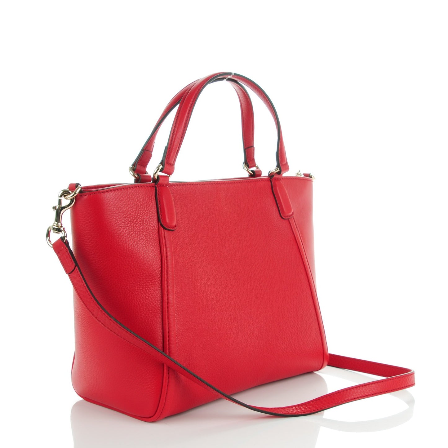 Pebbled Calfskin Small Soho Top Handle Bag Red
