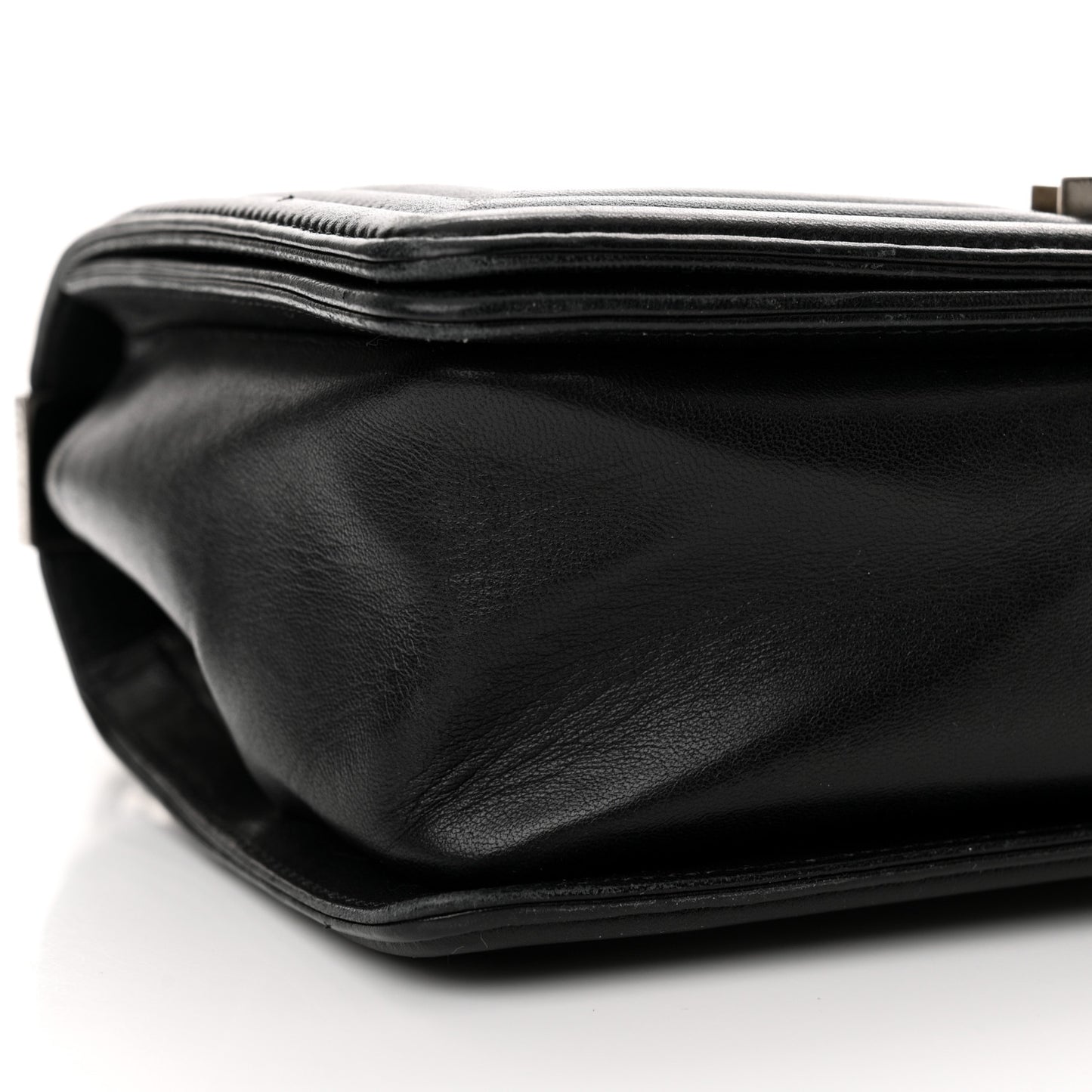 Lambskin Iridescent PVC Chevron Quilted Medium Boy Flap Black Silver