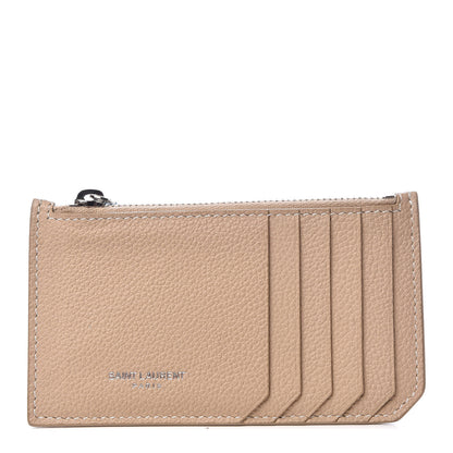 Saint Laurent Grained Calfskin 5 Fragments Zip Pouch Card Holder Nude 1 of 8
