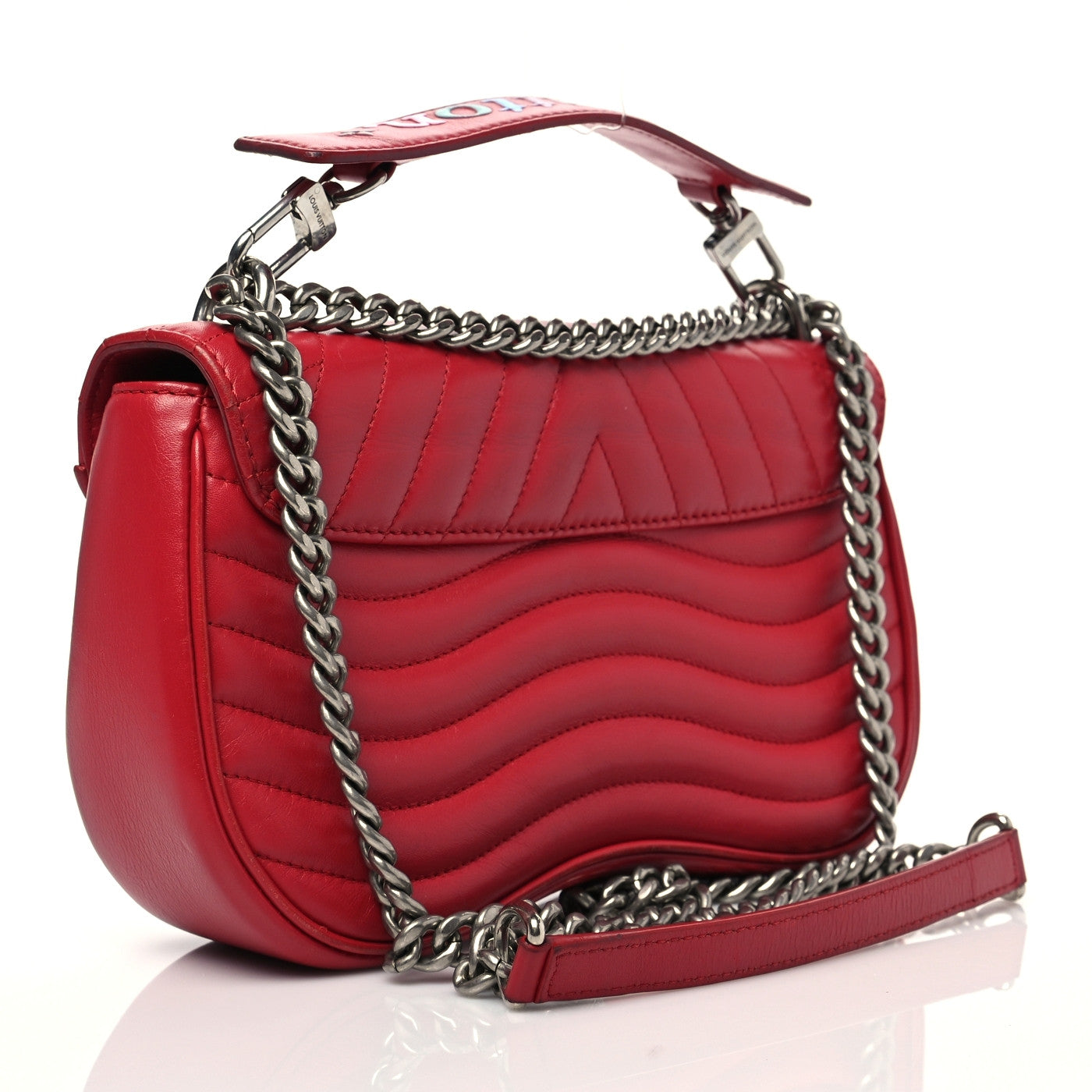 Louis Vuitton Calfskin New Wave Chain PM Scarlet 3 of 10