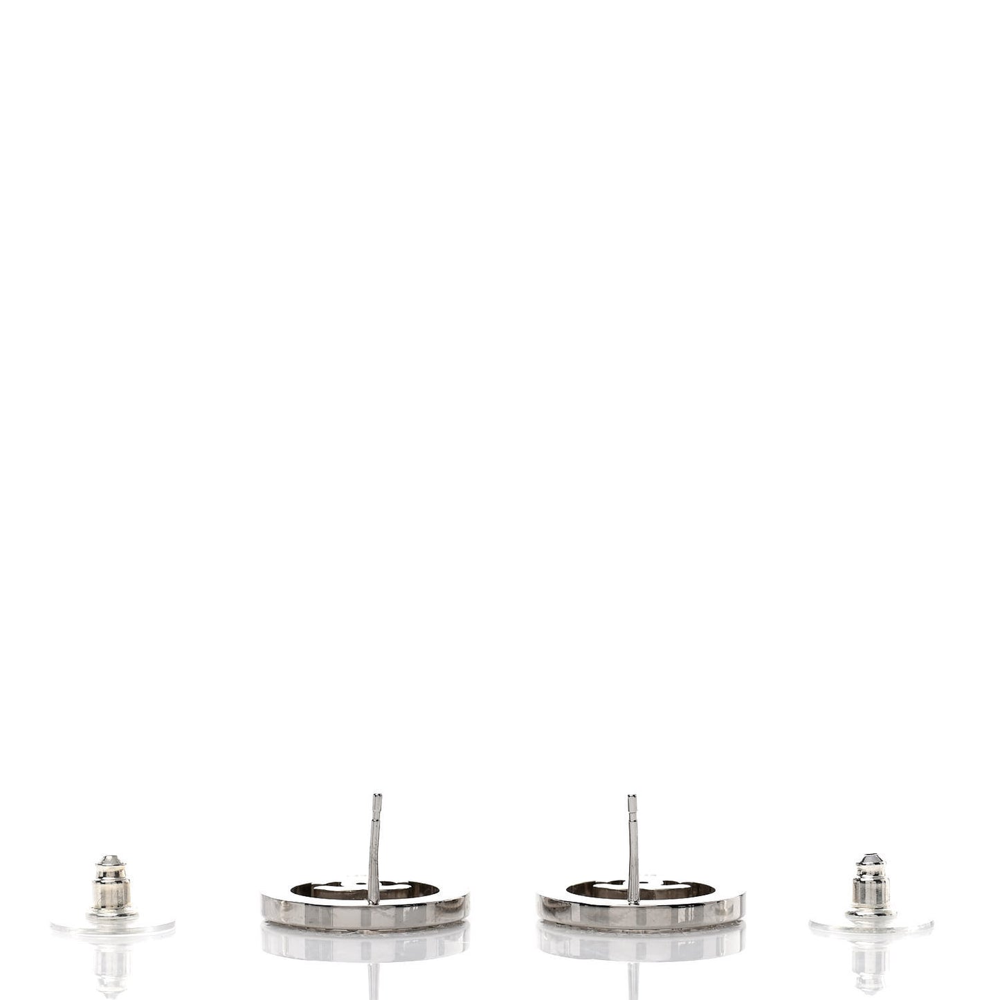 Crystal CC Round Earrings Silver