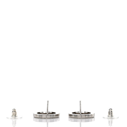 Chanel Crystal CC Round Earrings Silver 3 of 6