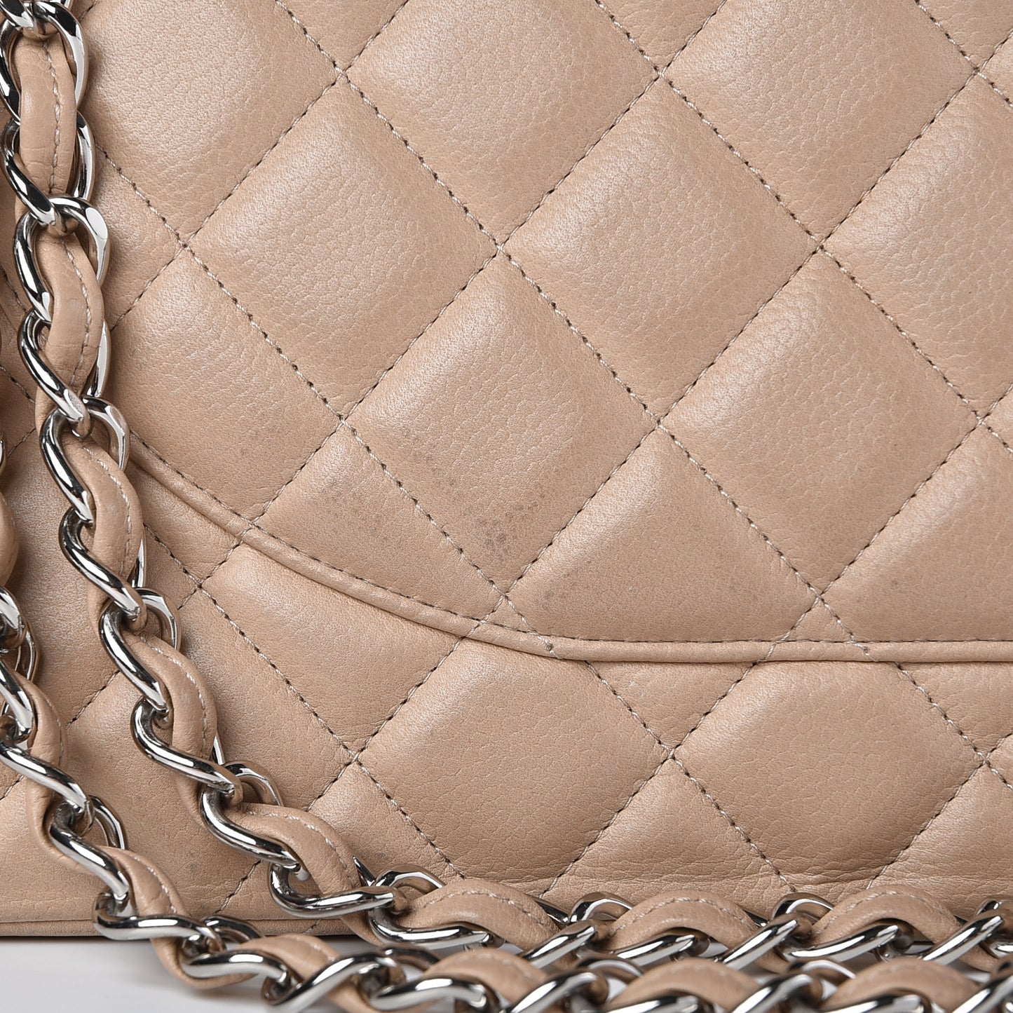 Caviar Quilted Maxi Double Flap Beige
