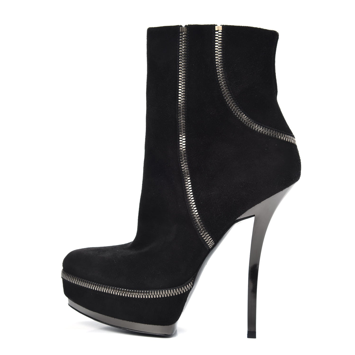 Gucci Suede Zipper Platform Pumps Black 35 1 of 10