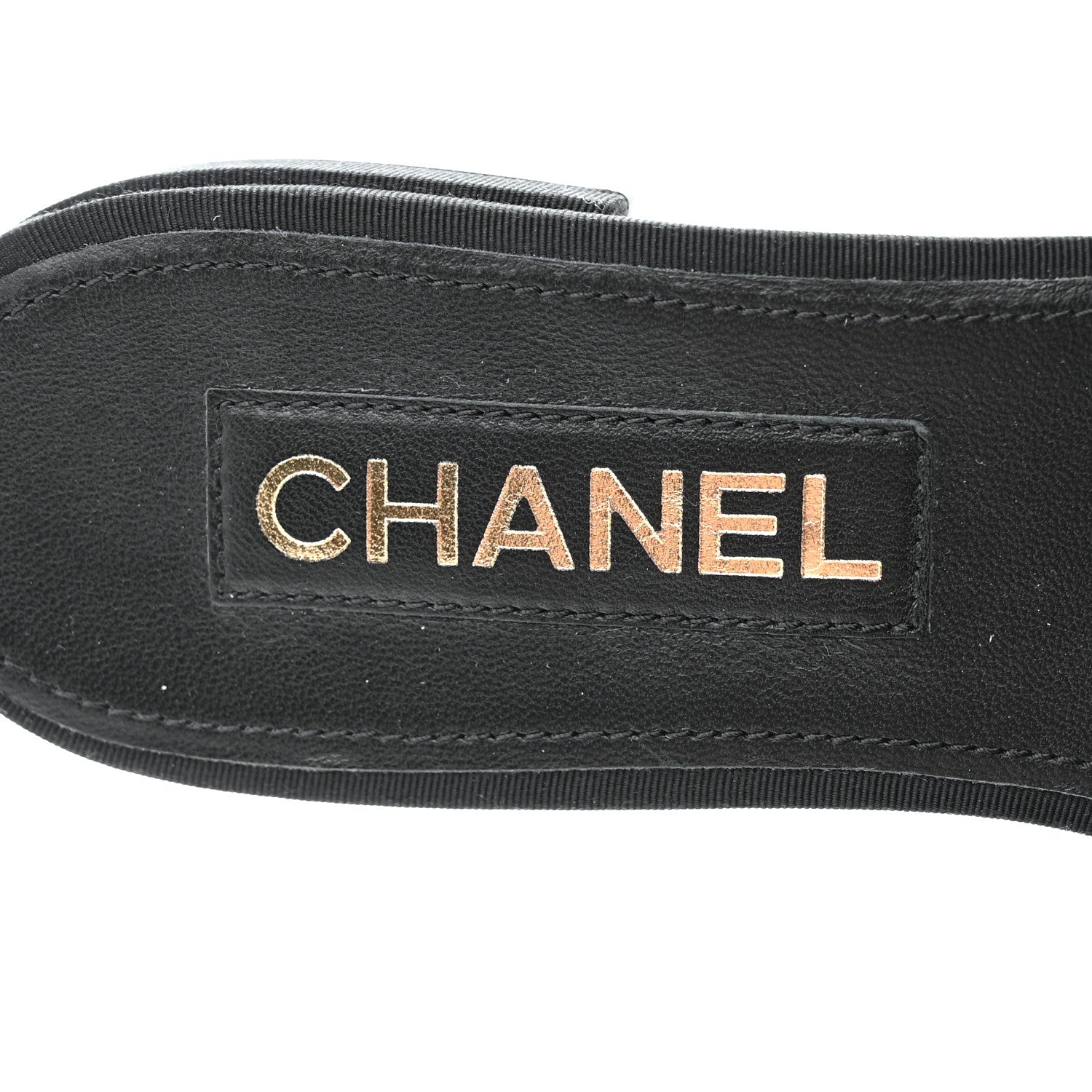 Chanel Grosgrain Quilted Camellia CC Slides 37.5 Black White 6 of 9