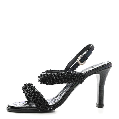 Chanel Fantasy Calfskin Pearl Pump 39 Black 1 of 12