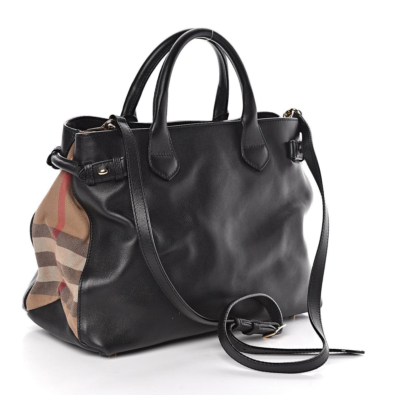 Burberry Smooth Calfskin Medium Banner Tote Black 3 of 10