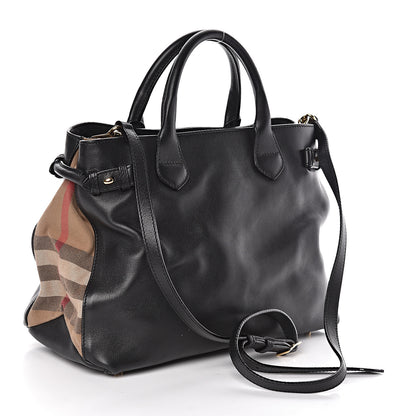 Burberry Smooth Calfskin Medium Banner Tote Black 3 of 10