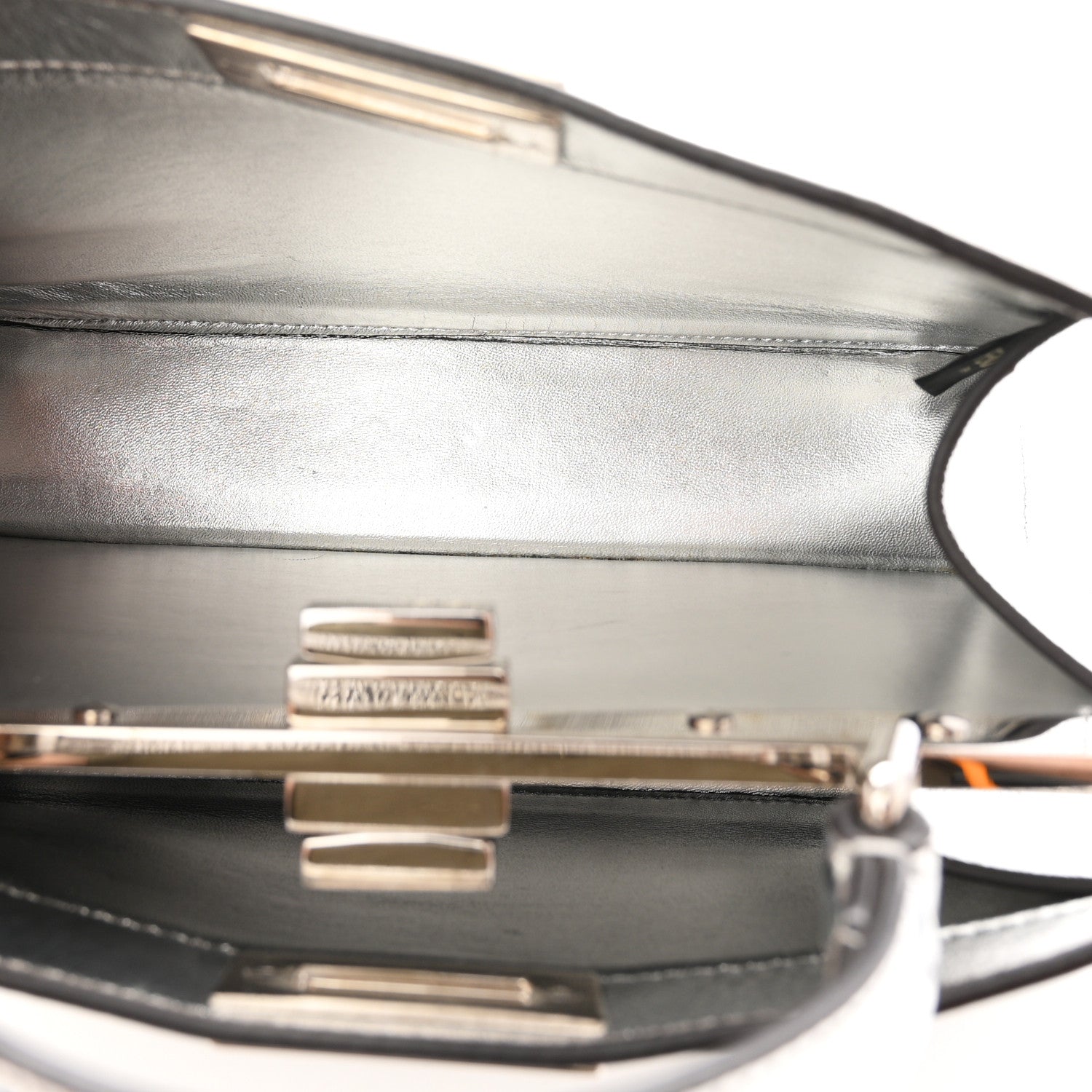 Fendi Rock Millenium Laminata Small Peekaboo I SEE U Satchel Argento 5 of 11