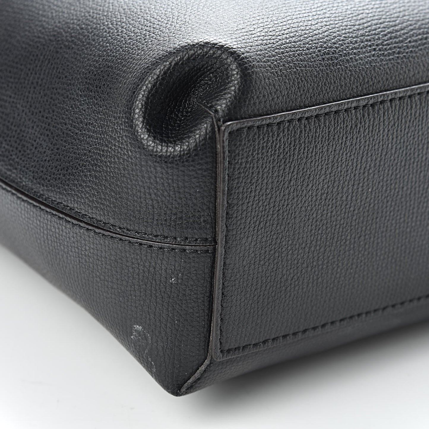 Grainy Calfskin Haymarket Check Small Reversible Tote Black