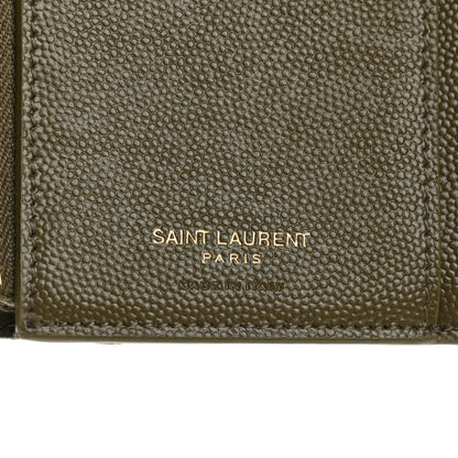 Saint Laurent Grain De Poudre Mixed Matelasse Triquilt Monogram Compact Tri Fold Wallet Vert Kaki 6 of 6