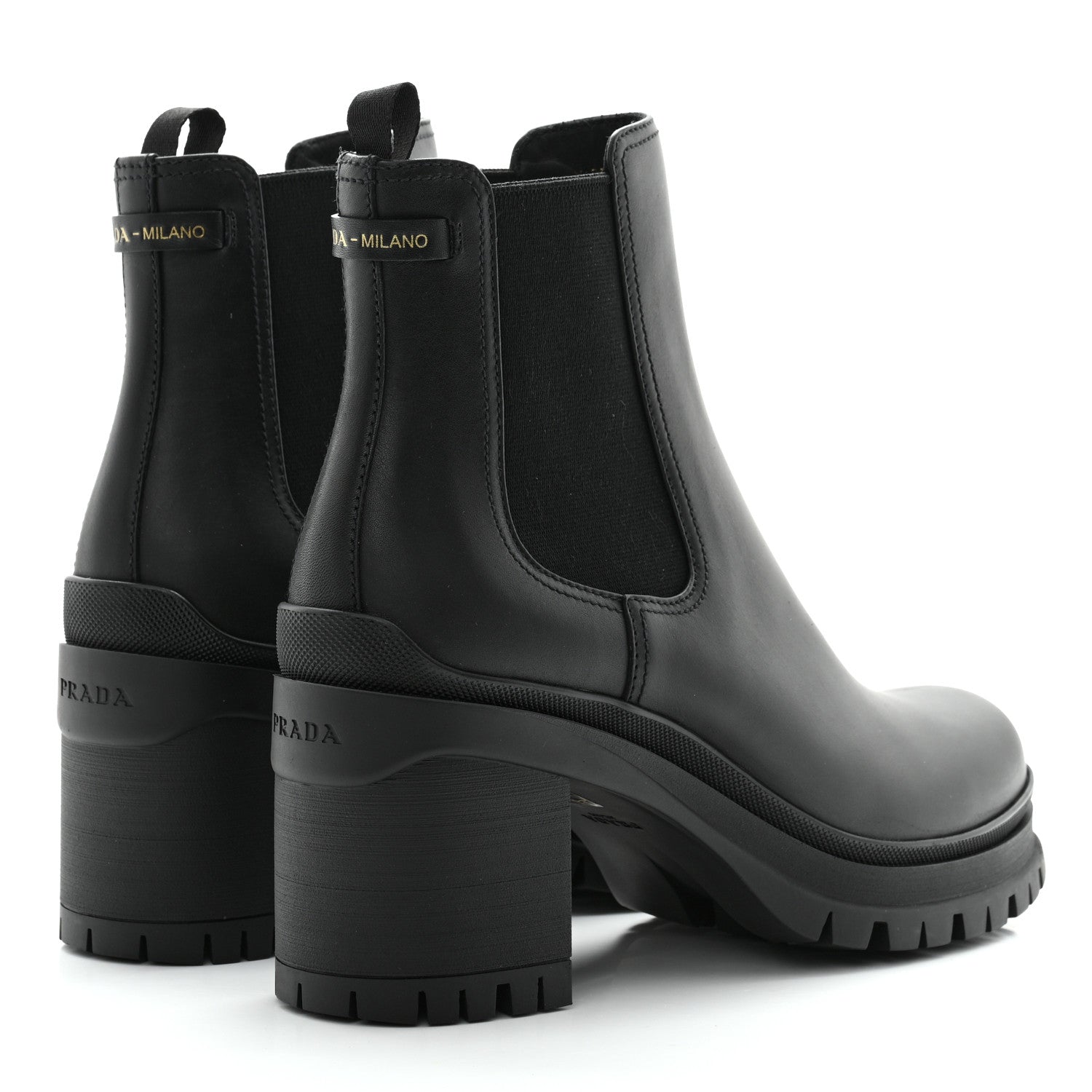 Prada Vitello Montana Lug Sole Chelsea 55mm Boots 40 Black 4 of 9