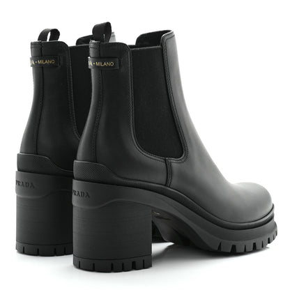 Prada Vitello Montana Lug Sole Chelsea 55mm Boots 40 Black 4 of 9
