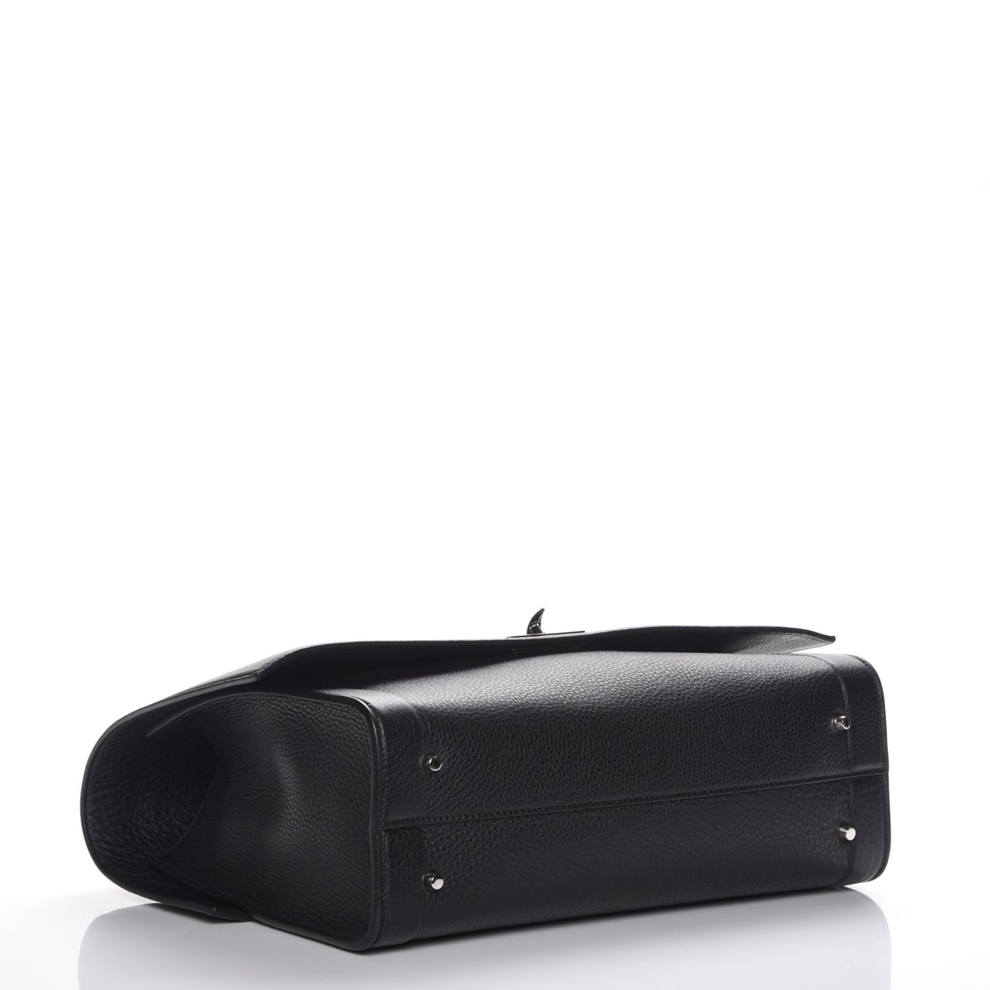 Grained Calfskin Medium Shark Lock Satchel Black