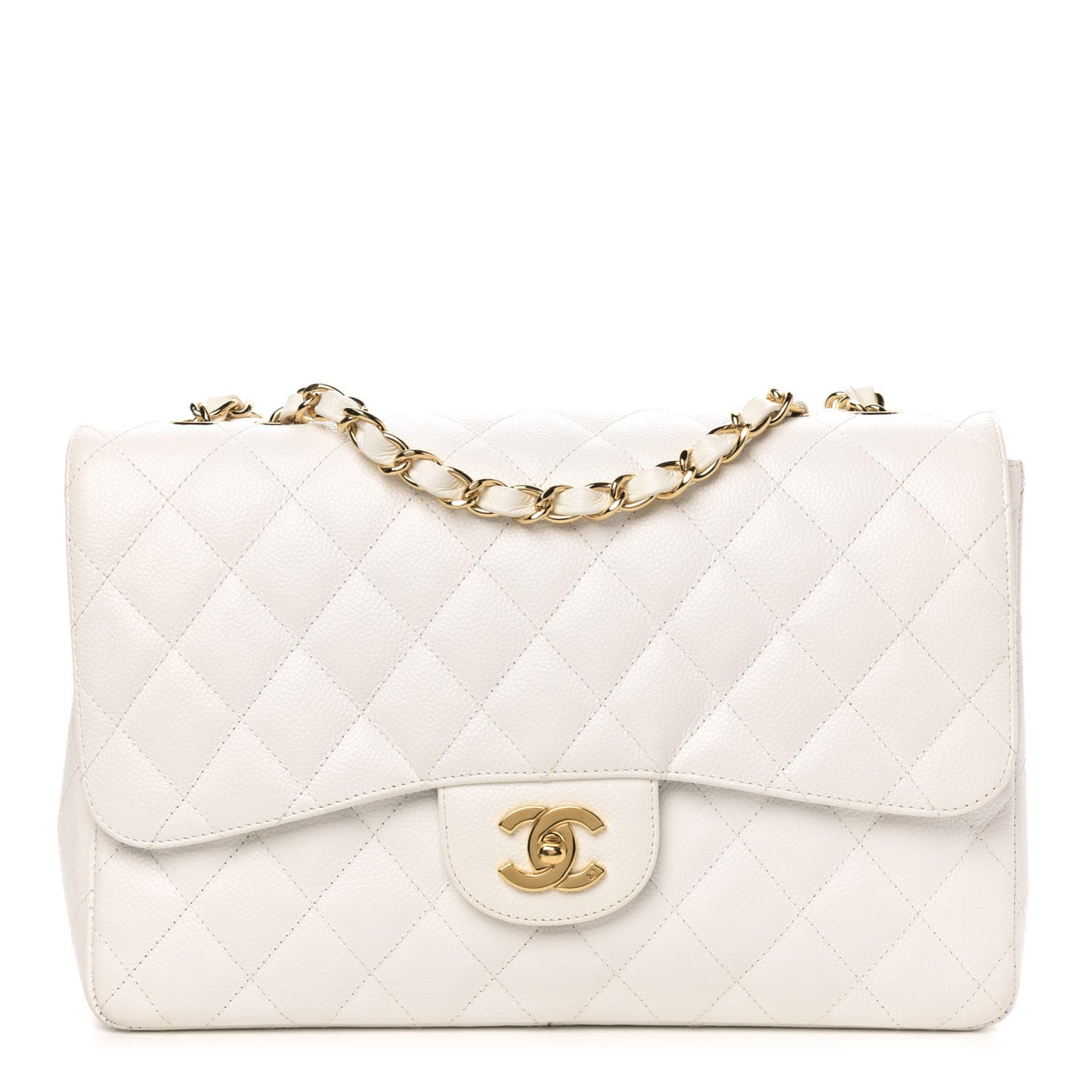 Caviar Quilted Jumbo Single Flap White
