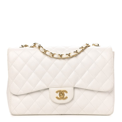 Chanel Caviar Quilted Jumbo Single Flap White 1 of 10