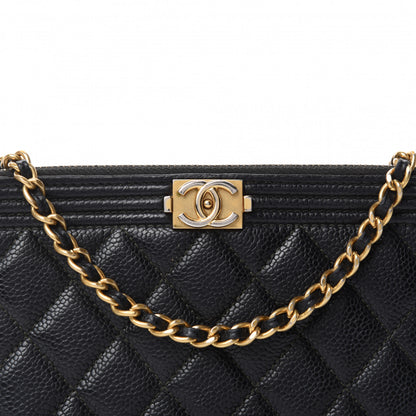 Chanel Caviar Quilted Small Boy Clutch With Chain Black 17 of 17