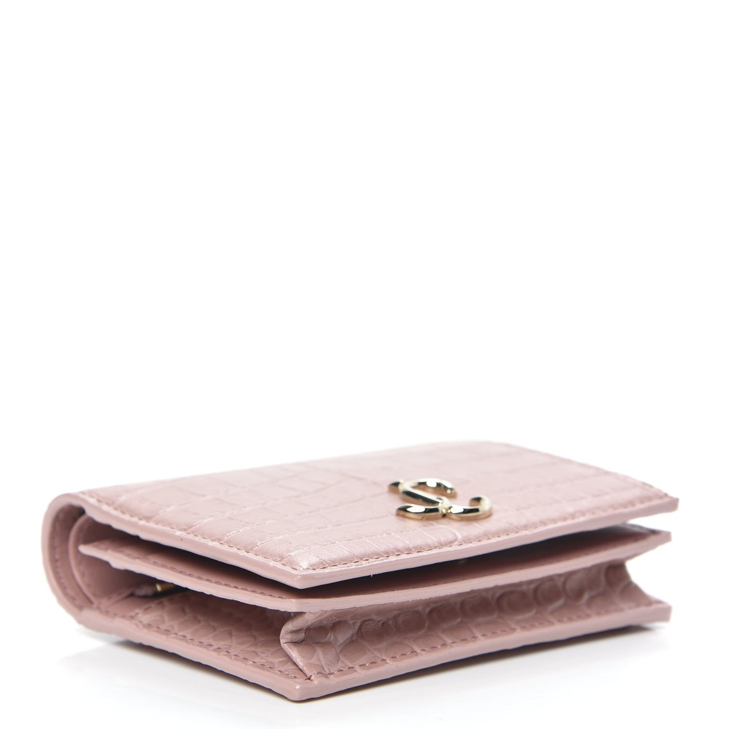 Jimmy Choo Calfskin Crocodile Embossed Hanne Wallet Blush 4 of 7