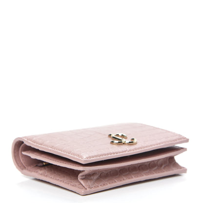 Jimmy Choo Calfskin Crocodile Embossed Hanne Wallet Blush 4 of 7