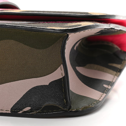 Valentino Garavani Nappa Canvas Camouflage Medium Glam Lock Rockstud Flap Fuxia Fluo 9 of 12