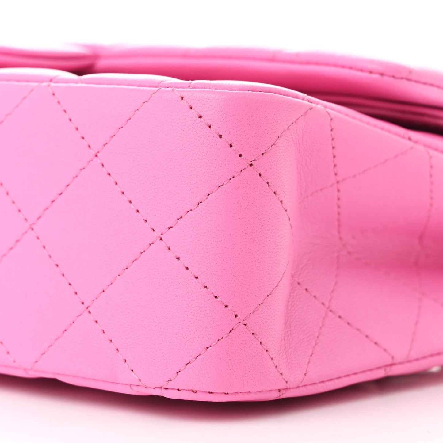 Lambskin Quilted Medium Double Flap Neon Pink
