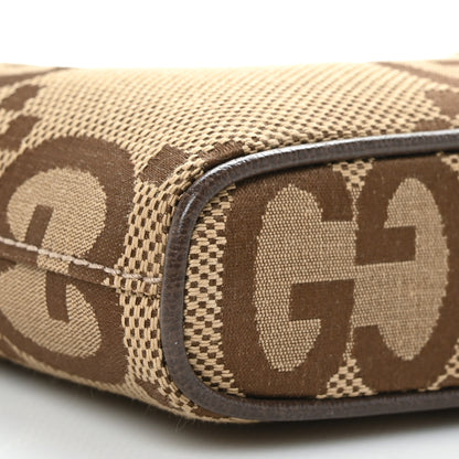 Gucci Monogram Jumbo GG Textured Dollar Calfskin Web Wristlet Messenger Bag Camel Ebony New Acero 8 of 9