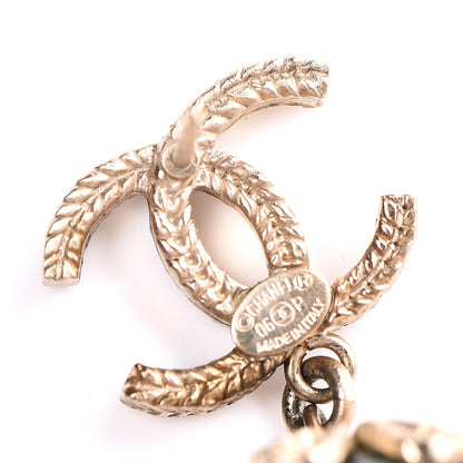 Chanel Resin Bead CC Charm Drop Earrings Gold 3 of 3